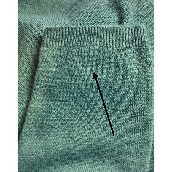 VINTAGE Koret Knit Sweater | Petite Large Mint Sage Green Collared Cardigan - Picture 5 of 5